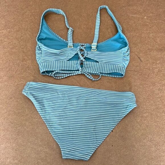 ❤️Xhilaration Blue striped 2 Piece bikini Swimsuit - Picture 7 of 7